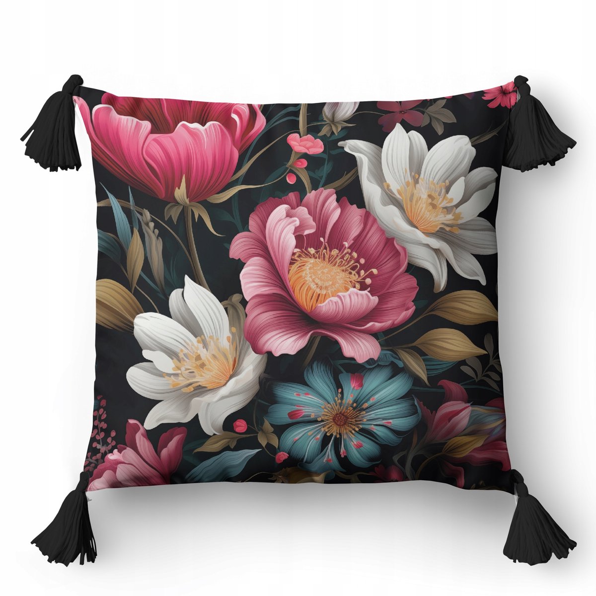 Decoratieve Kussensloop 45x45 cm - Bloemendessin met Franjes
