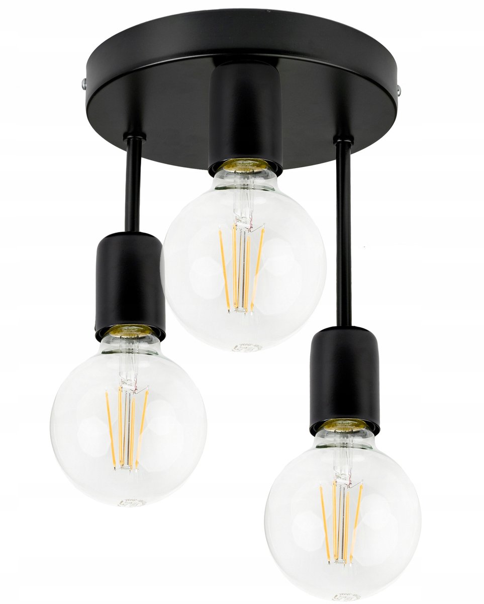 Loft Plafond Lamp 3x E27 Zwart - Stijlvol en Modern
