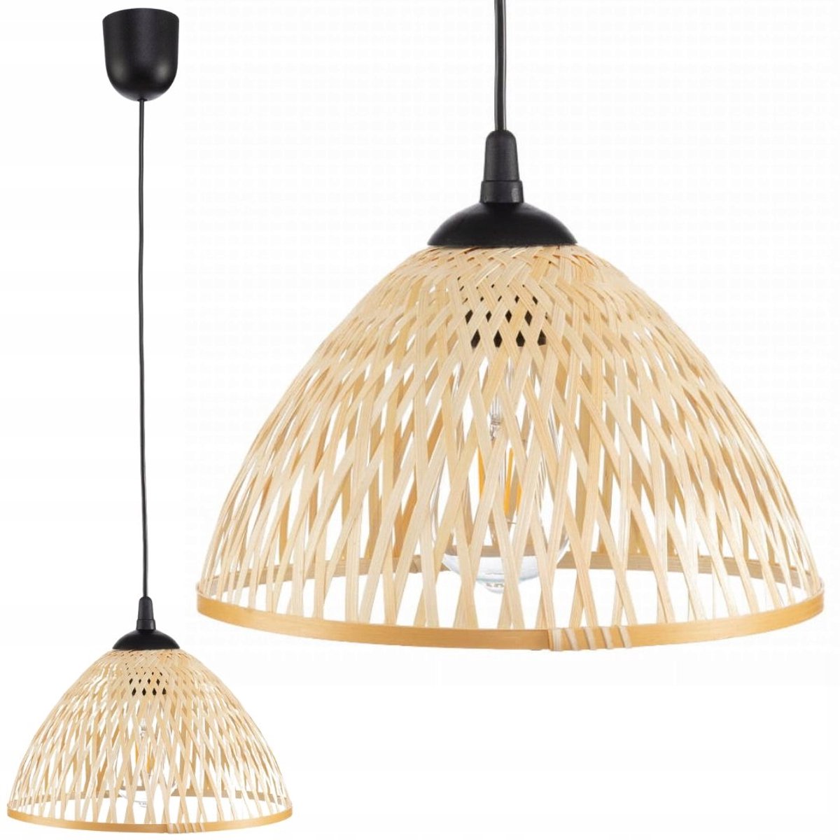 BOHO bamboe hanglamp 28cm TH1B zwart - Natuurlijk & Stijlvol