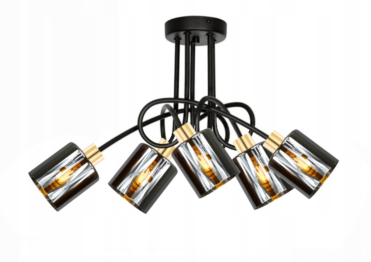 Hanglamp Goud/Zwart E27 5x60W 65cm - Stijlvolle Verlichting
