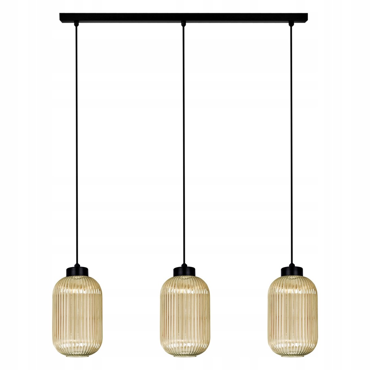Kaja Fadiga Hanglamp 3x E27 Amber/Zwart Metaal/Glas 93cm