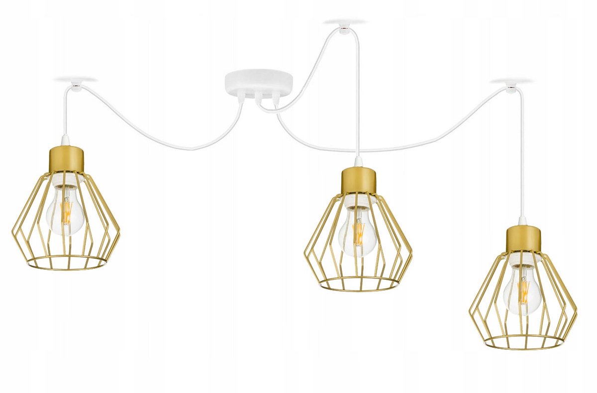 Hanglamp ZWISS Loft met 3xE27 Draadklossen Goud