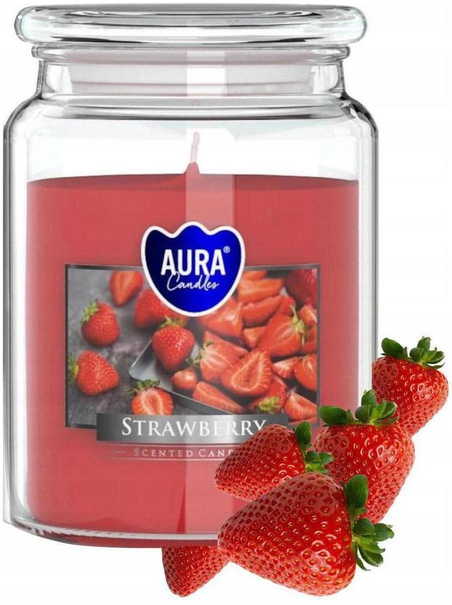 Geurkaars Aardbei in glas - 100 brandurs - 500g