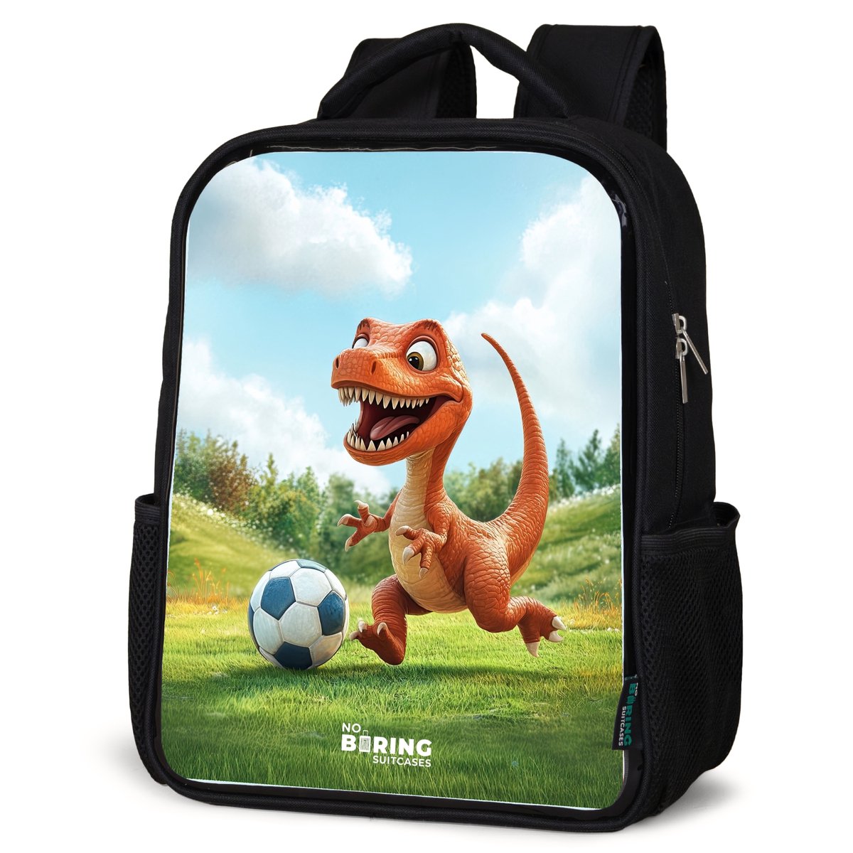 NoBoringSuitcases.com® - Rugzak zwart jongens - Schooltas jongen - NoBoringSuitcases.com® - Rugzak zwart - Schooltas jongen & meisje - Voetbal - Dino - Sport - Rugtas voor school - Boekentas kind - Schoolrugzak - Kinderrugzak