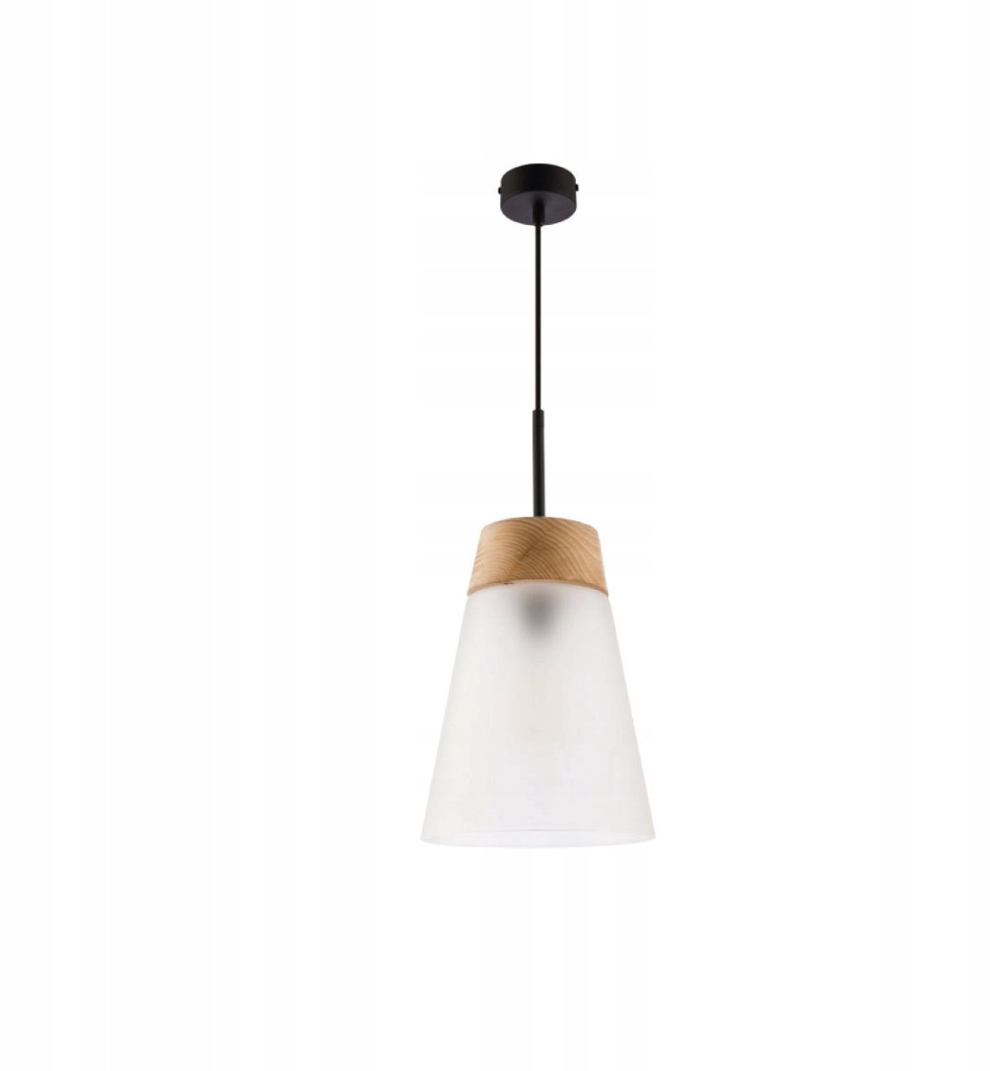 DOMINO Hanglamp Glas Hout Zwart/Hout E27 60W - Stijlvol & Modern