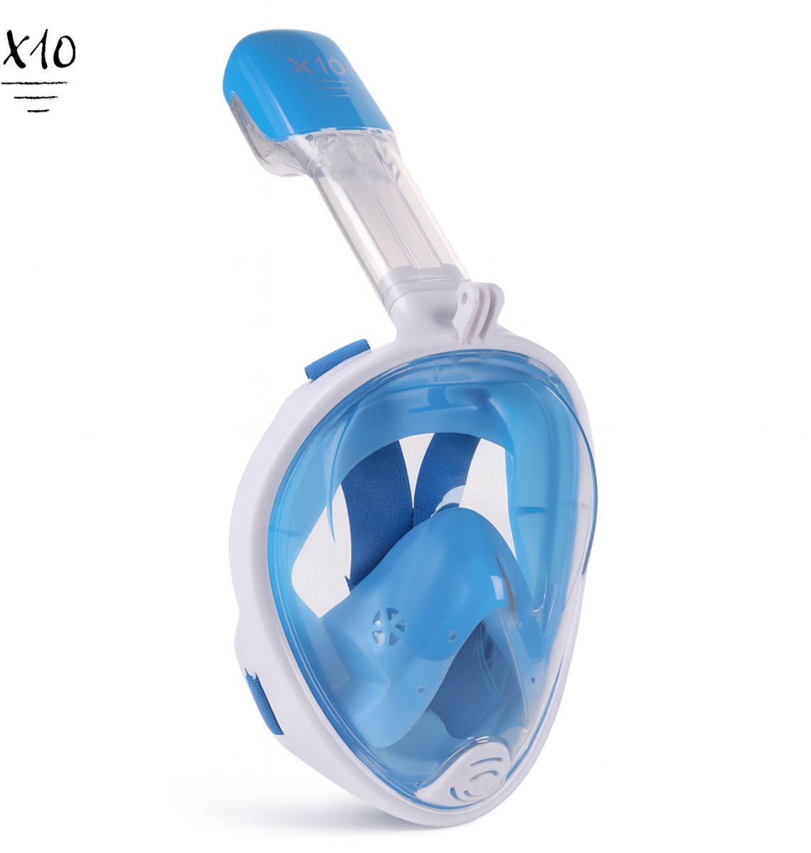 X10 Snorkelmasker - Duikbril - Snorkel - Snorkelset - Full Face Masker - Volwassenen - Blauw - L/XL