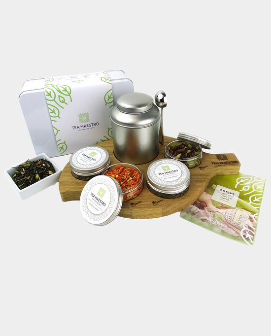 Dutch Tea Maestro - Luxe thee pakket Premium - Cheer Up - Maak je eigen theemix pakket - thee geschenkset - thee cadeaupakket - groene thee met o.a. citroen, gember, wortel