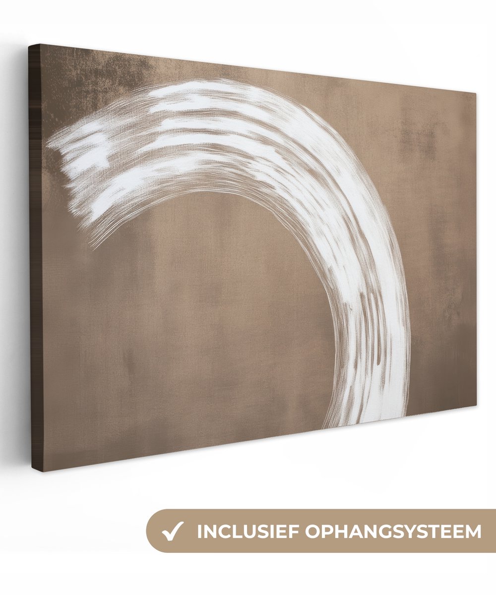 Canvas schilderij 140x90 cm - Exclusieve wanddecoratie Verf - Bruin - Japandi - Muurdecora