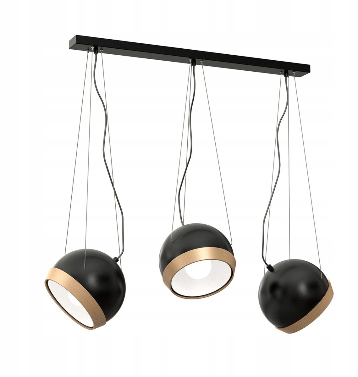 Milagro Oval Hanglamp Zwart 3xE27 Metaal & Hout