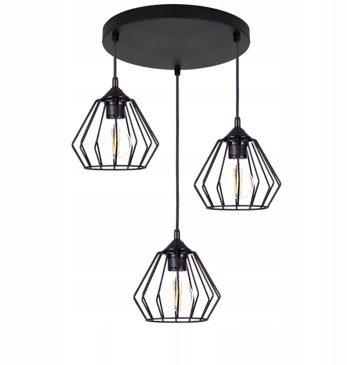 Zwarte Hanglamp Loft LED E27 Zwart Diamant Stijl