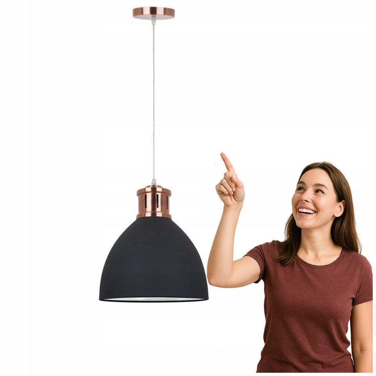 LOLA Industrële Hanglamp - Metaal, Zwart/Koper - E27
