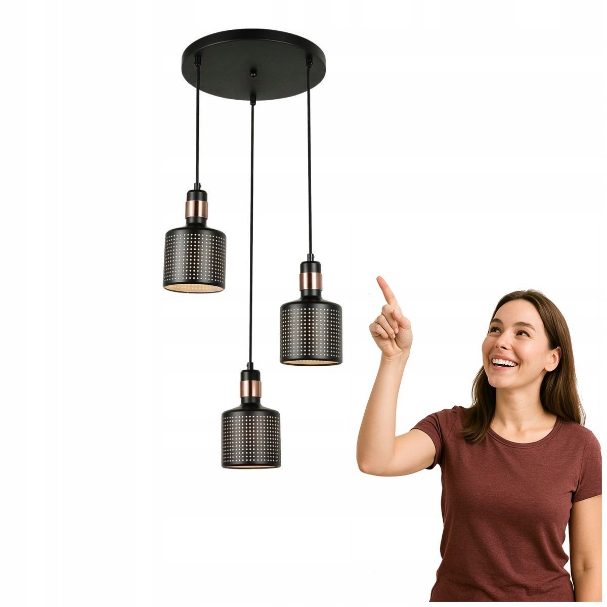 Restenza Zwarte Hanglamp 3xE27 - Modern Design