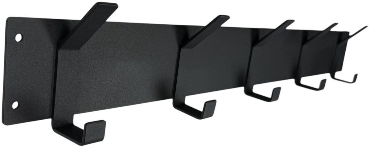 Maison DAM - Kapstok - Wandkapstok met 5 haken + schroefset - staal - 70cm - mat zwart
