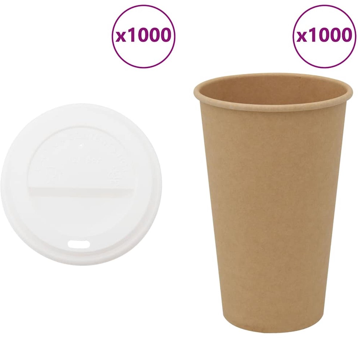vidaXL - Papieren - koffiekopjes - met - deksel - 1000 - st - 16oz - 400 - ml