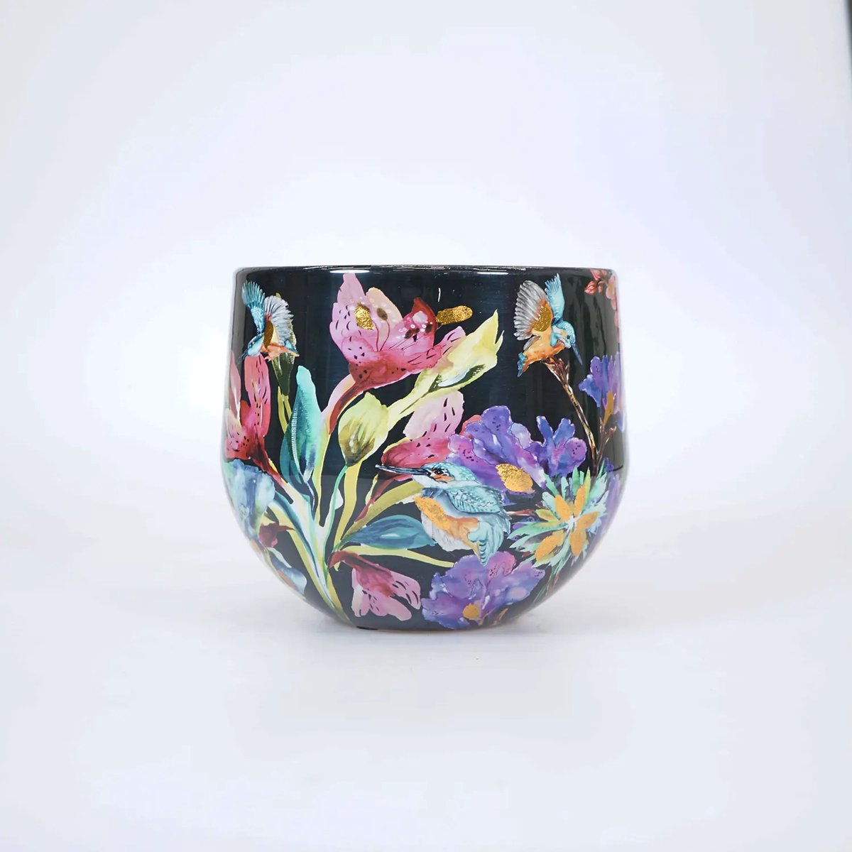 TS Collection - Bloempot Designed by Lammie - Midnight bloom - 24x21 - Metaal & Epoxy - Exclusieve woonitems voor binnen - Handgemaakt - Unieke print - Designed by Lammie — cadeau in Wonen & Interieur - foto 7