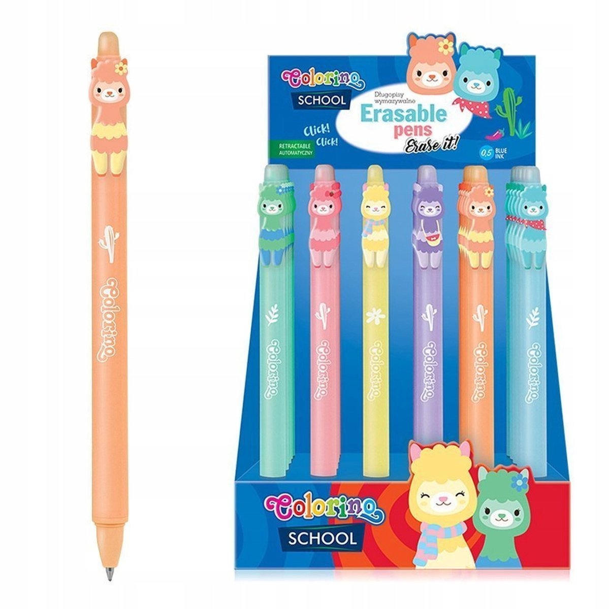 Colorino Lama Automatische Pen - Oranje - Uitwisbaar - Blauwe Inkt