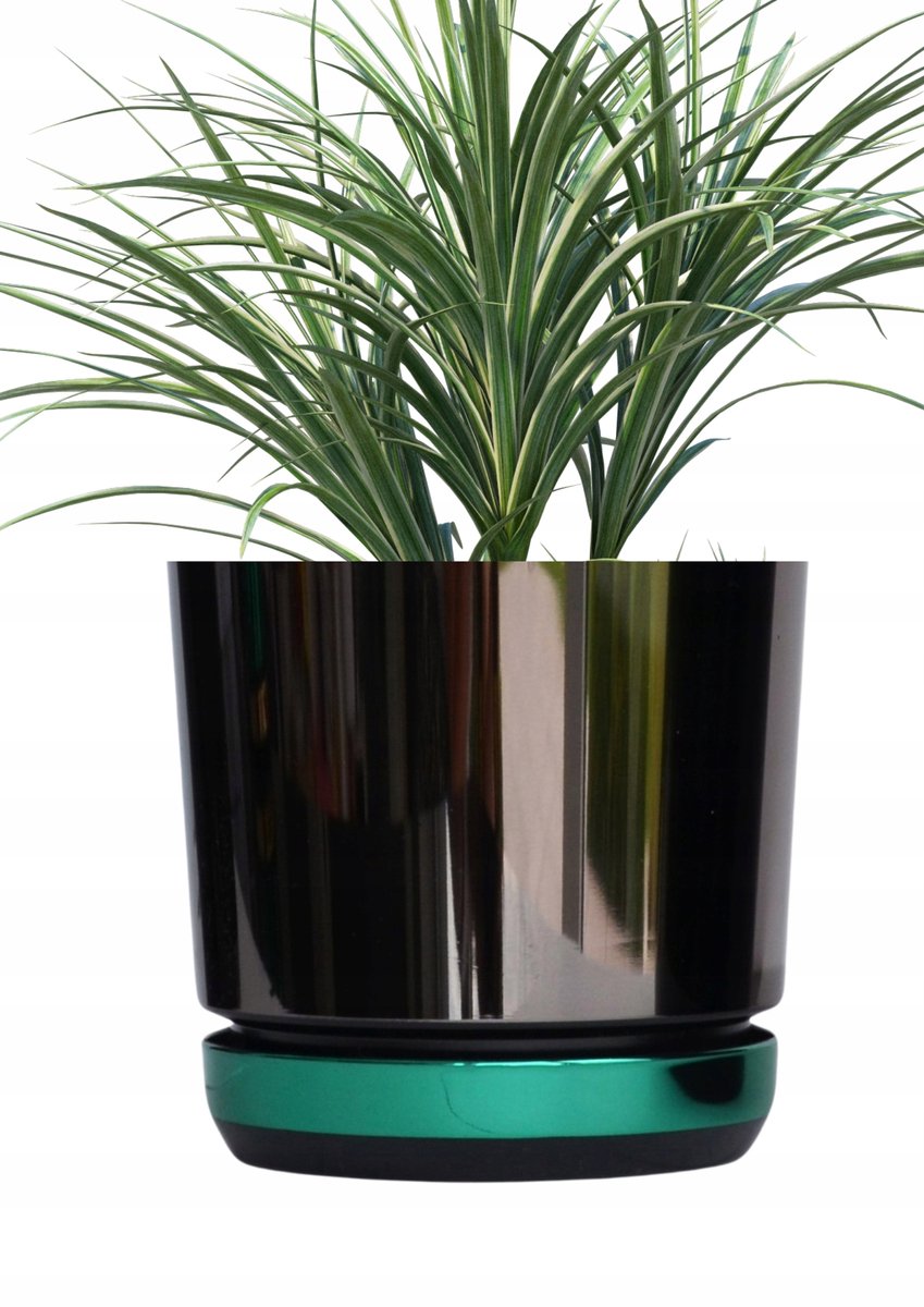 Moderne Duopot Zwart/Groen 18cm met Onderzetter - Stijlvol & Duurzaam