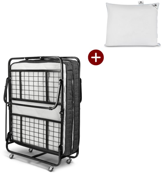 Troonz® Logeerbed Milano Deluxe 80x200 – Luxe Vouwbed met Spiraalbodem en Hoofdkussen – Opklapbed 1 persoons