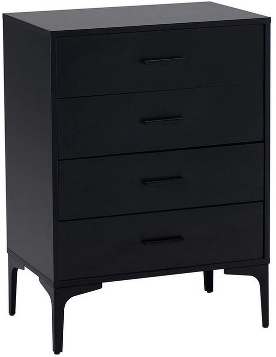 Ladekast Nachtkastje 60x39x83 cm Zwarte Opbergkast Dressoir Kast Commode 4 Lades Ladeblok Spaanplaat MDF met Metalen Poten Modern voor Slaapkamer Woonkamer en Hal