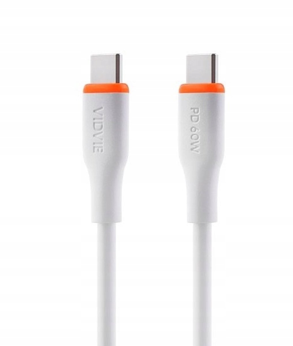 VIDVIE USB-C Kabel 60W PD QC 3.0 Snel Laden Data 1M Wit