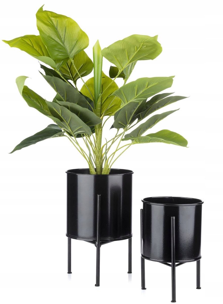 Moderne zwarte metalen plantenstandaard 24 cm - Stijlvolle Loft Decoratie