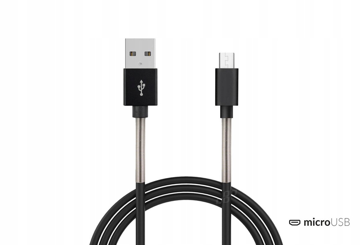 FullLINK USB naar Micro USB Kabel 1m 2.4A Zwart - Duurzaam Gevlochten