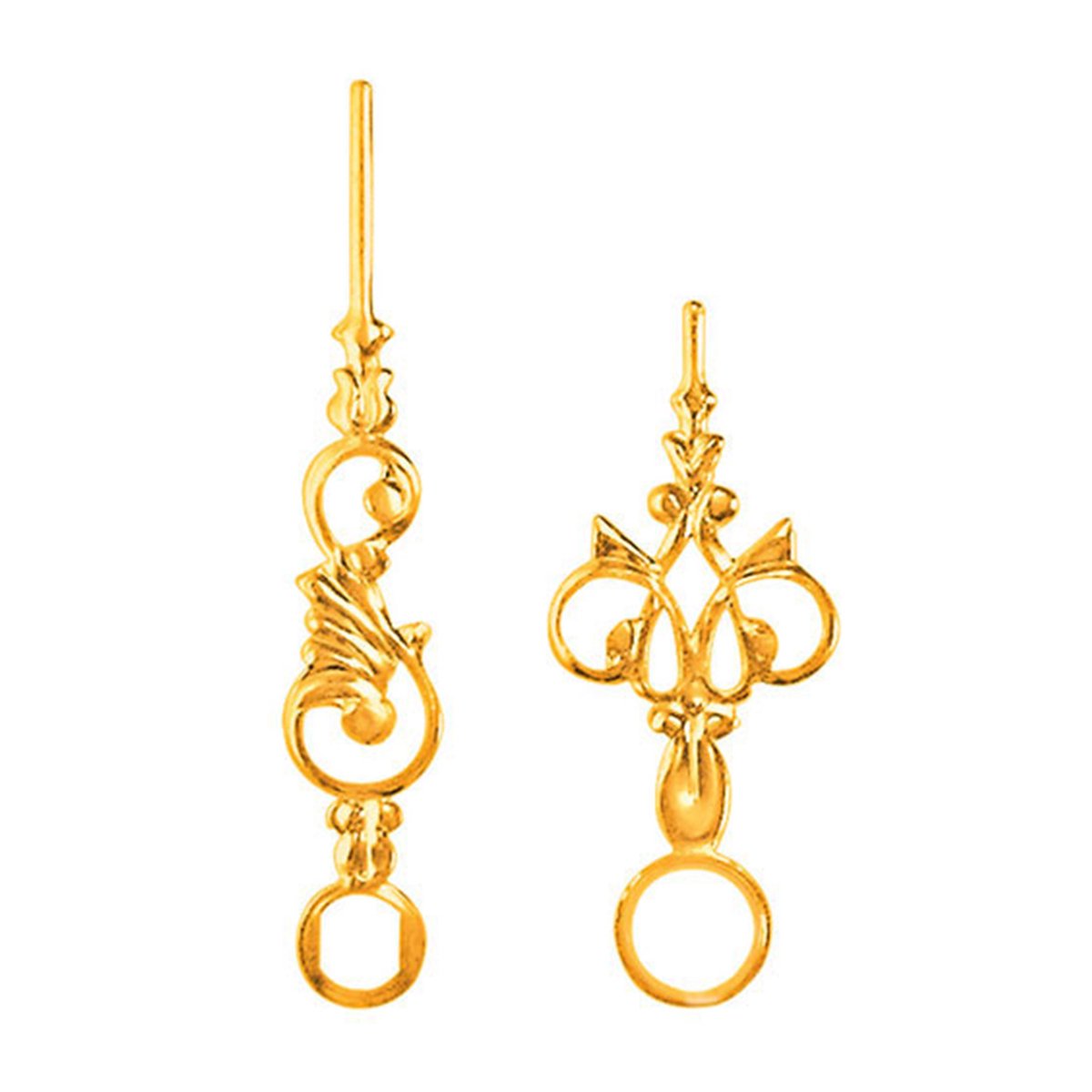 Wijzerpaar voor kwartsklok, antiek geel gepolijst, minutenwijzer - L: 33 mm