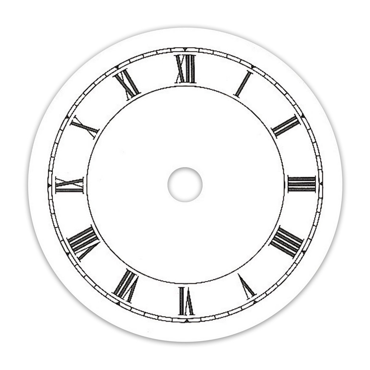Wijzerplaat wit gelakt - Romeinse cijfers - Buitenafmetingen Ø: 57-139 mm - Materiaal: aluminium