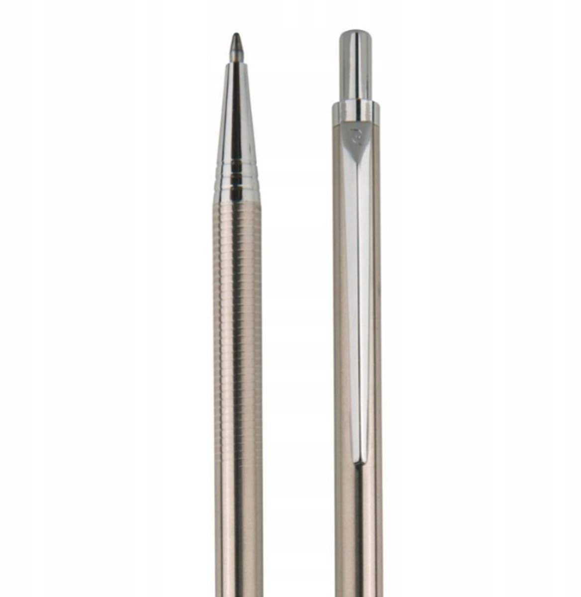 Luxe metalen balpen, grijs, met blauwe inkt