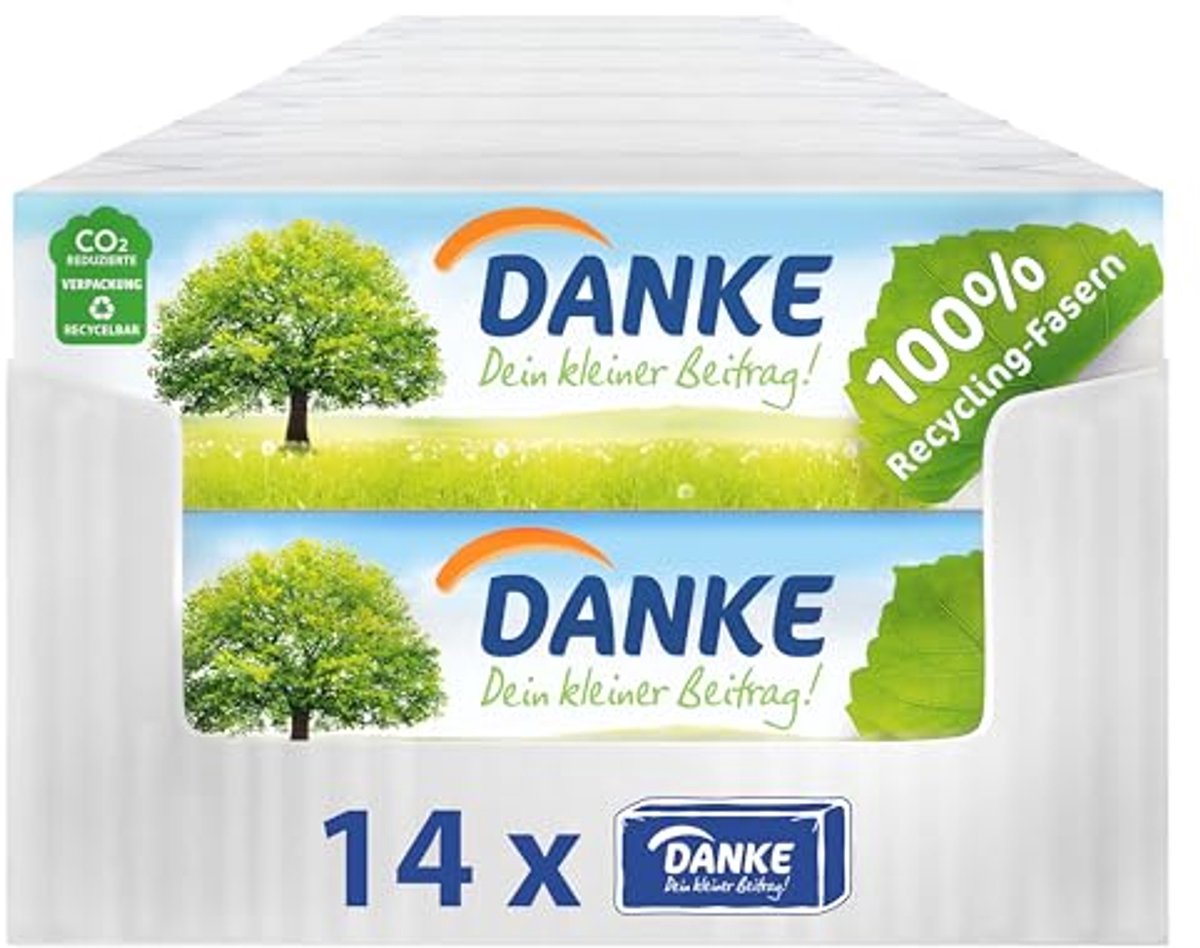 Milieuvriendelijke 4-laags papieren zakdoeken - 210 pakjes van 14 stuks, dermatologisch getest, 100% gerecycled papier