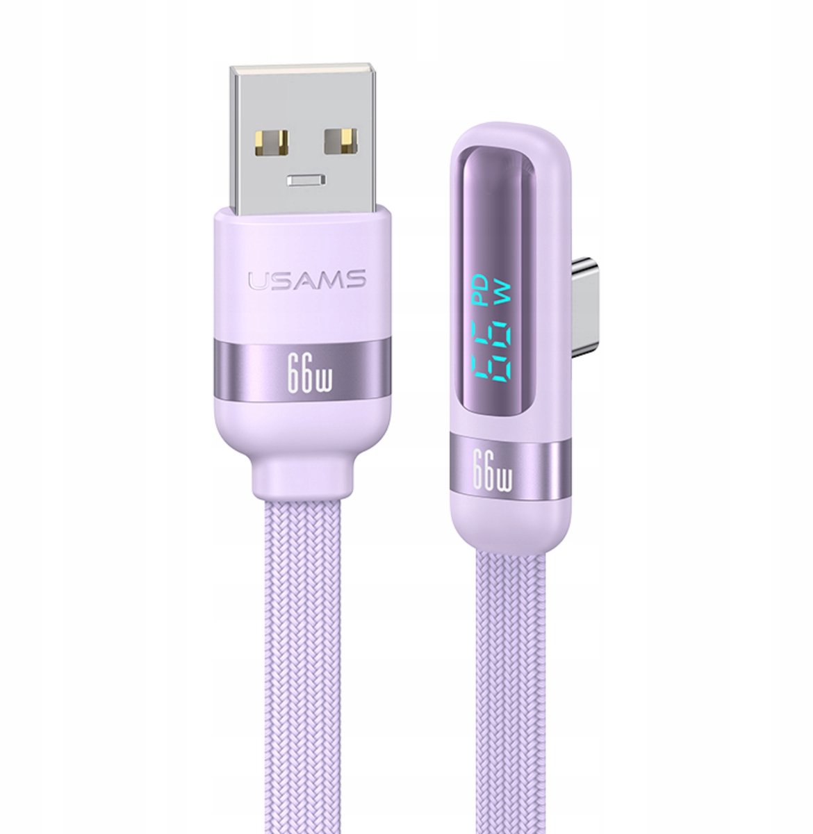 P4Y USB-C Kabel 1.2m Paars - Snel Laden & Data, 6A, L-vorm