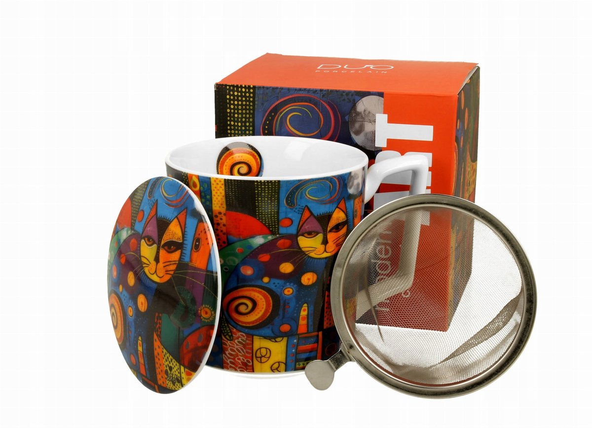 Kop met zeef MODERN - CAT, 450ml, New Bone China