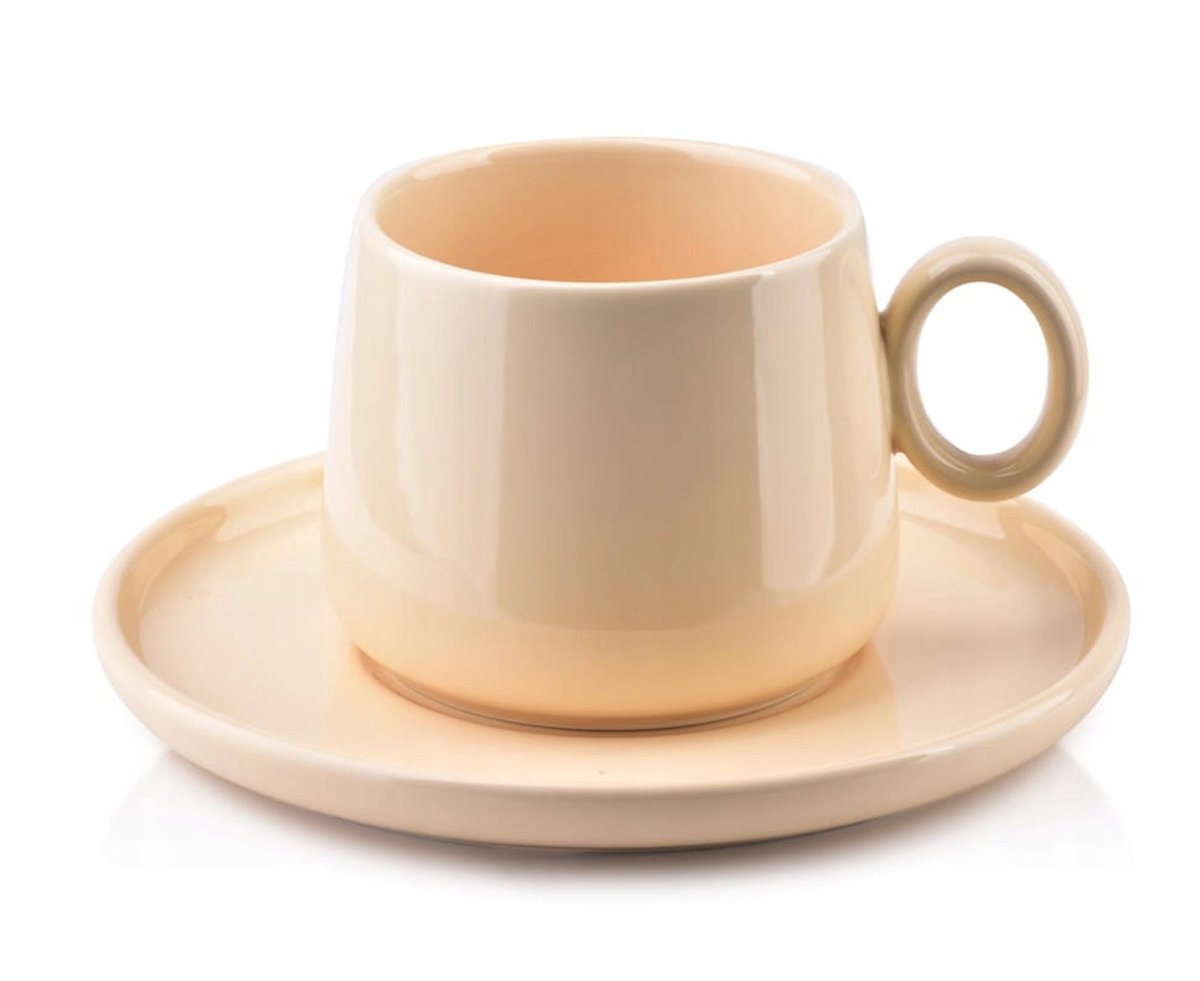 Porseleinen Kop en Schotel Beige Alisa 270 ml
