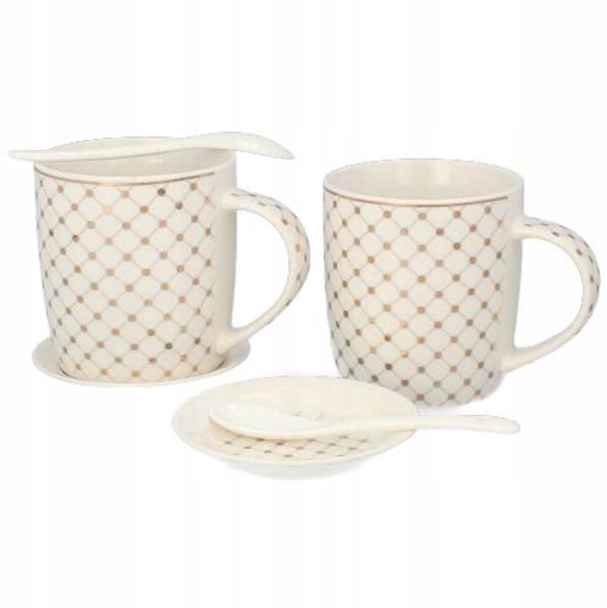 Livello Porseleinen Koffiekoppen Set met Schalen & Lepels (2x 340ml)