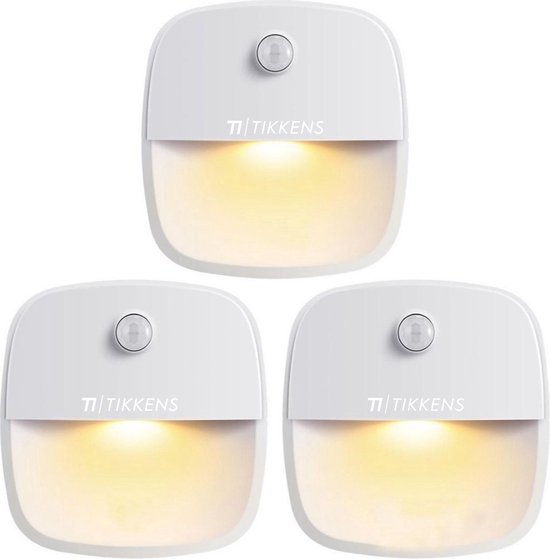 TIKKENS® Nachtlampje met Bewegingssensor - 3 Stuks - LED Kastverlichting en Trapverlichting met Sensor - Draadloos op Batterij