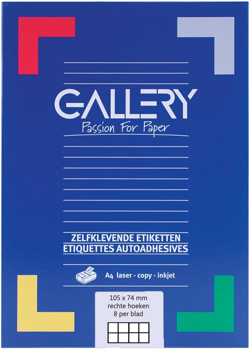 100 vel Gallery etiketten 105 x 74 mm
