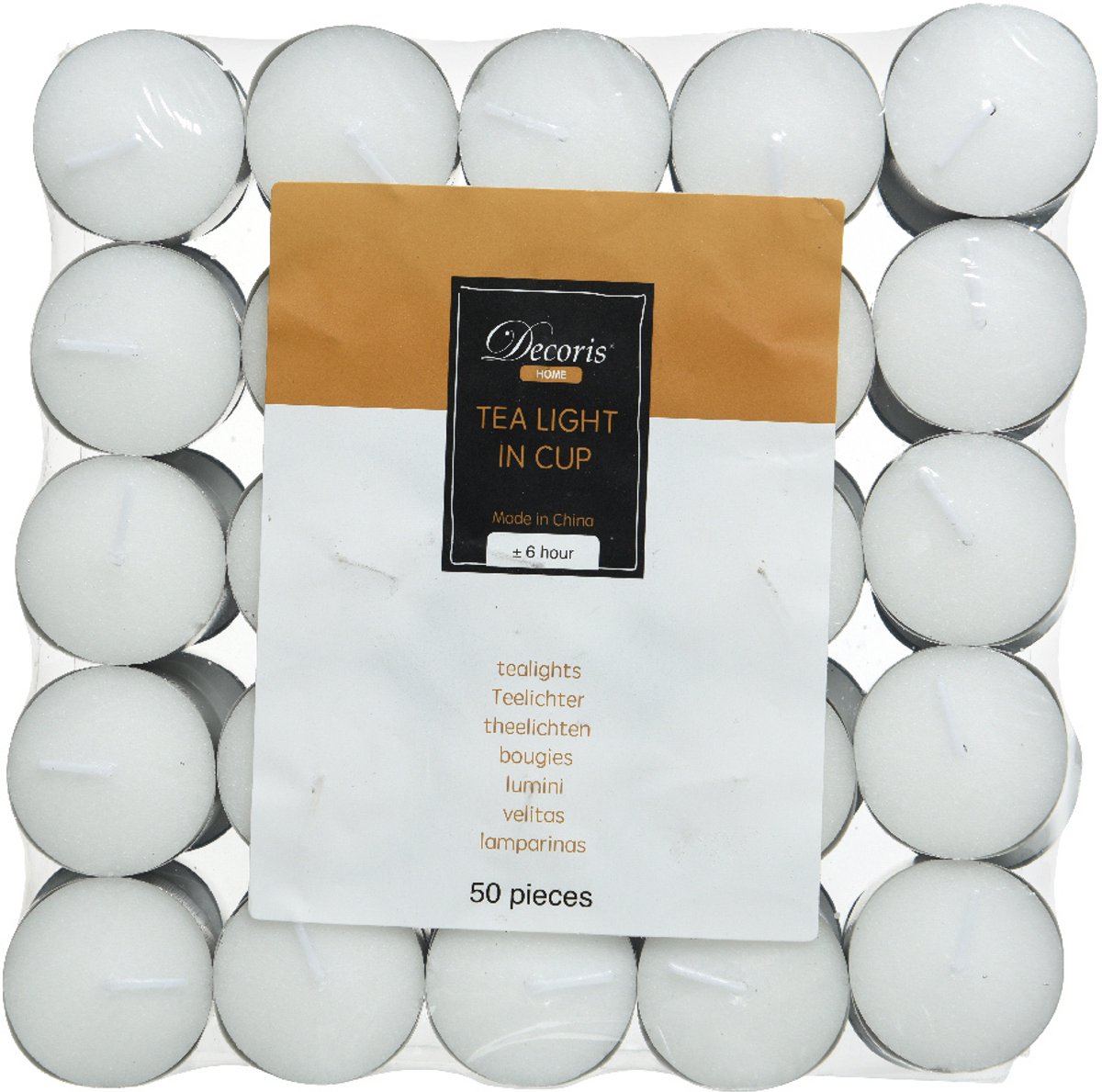Theelicht Decoris 6 uur 50 stuks