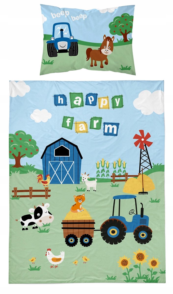 Kinderbeddengoed 100x135cm - Boerderij Tractor - Katoen
