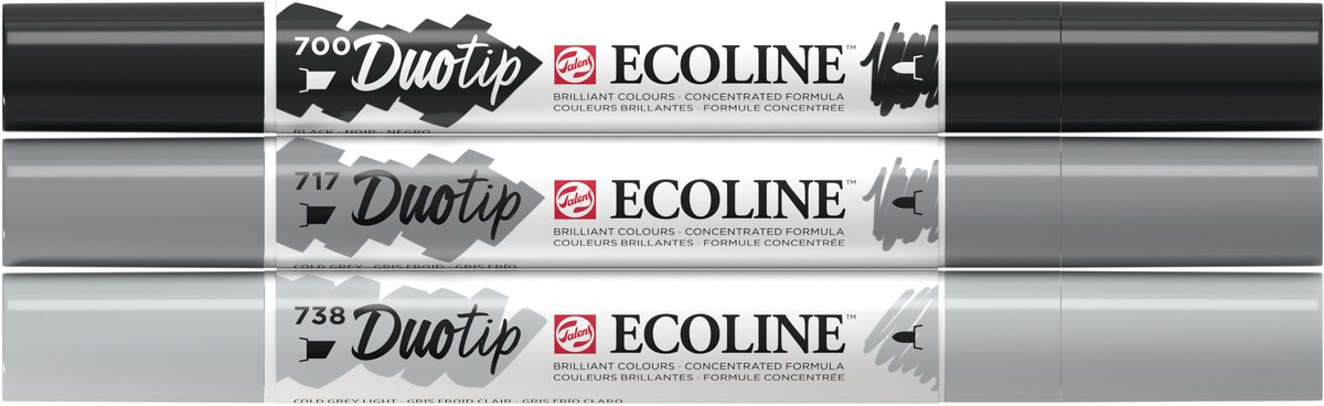 Duotip talens ecoline set 3 stuks zwart en grijs | 3 stuks