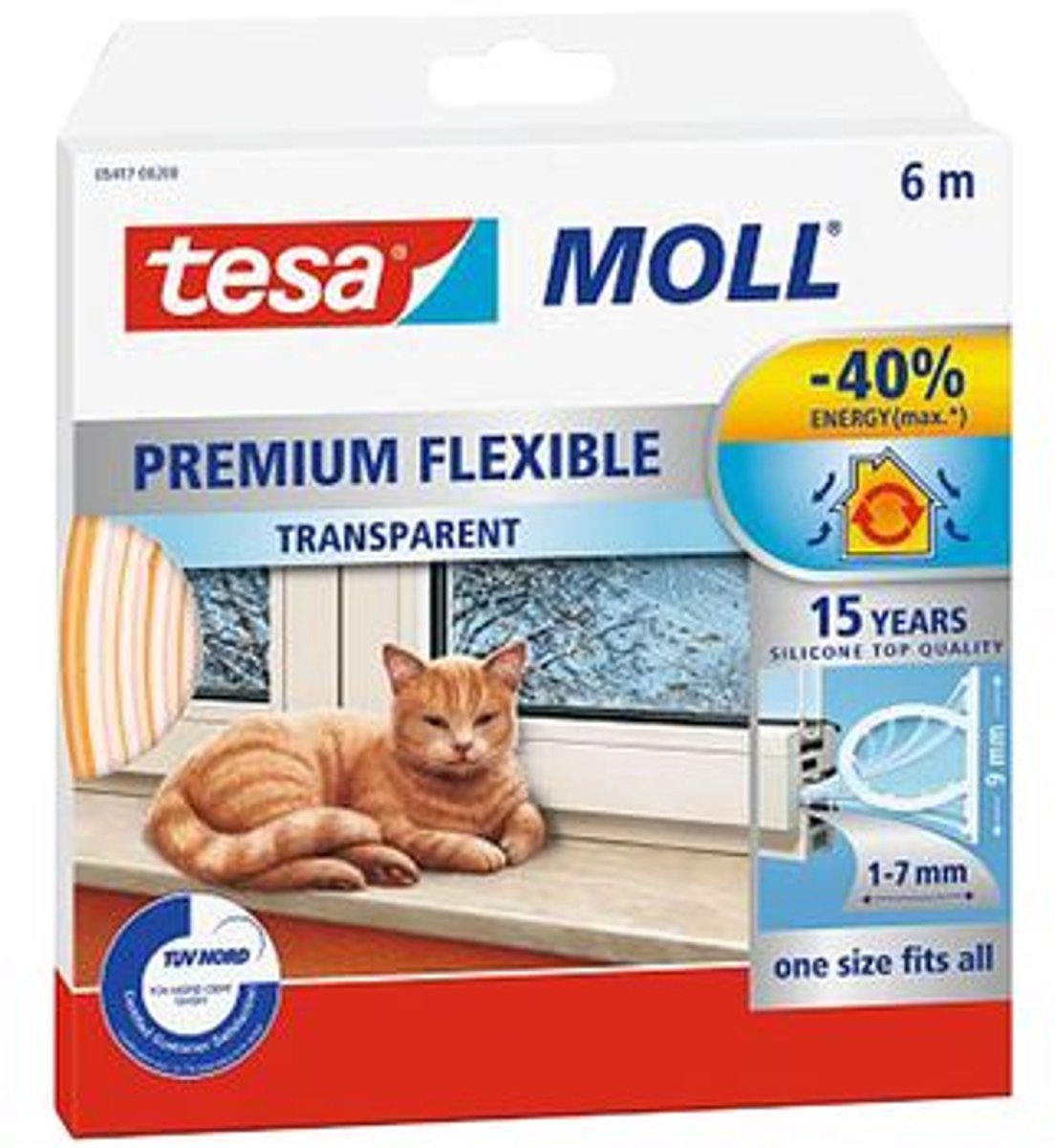 Tochtstrip tesamoll premium flexible 6mx9mm tr | 8 stuks