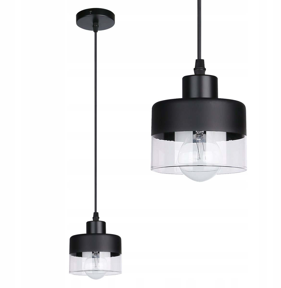 Stark Hanglamp E27 Zwart Glas 12cm - Loft Stijl