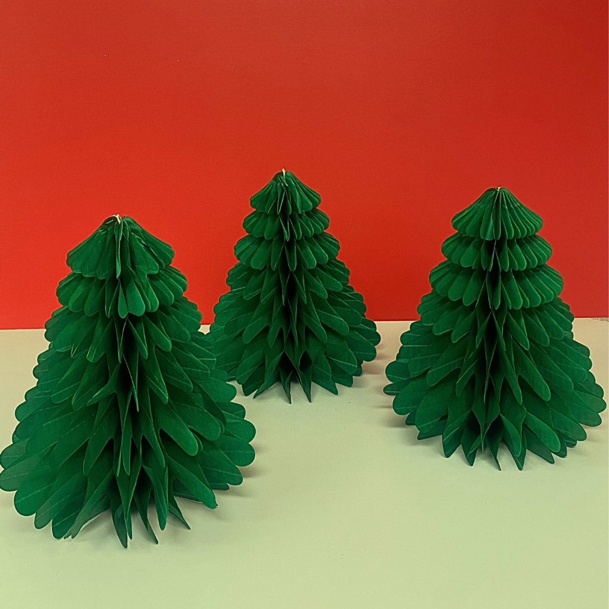 Kerstdecoratie set van 3 Honingraat papier kerstboom