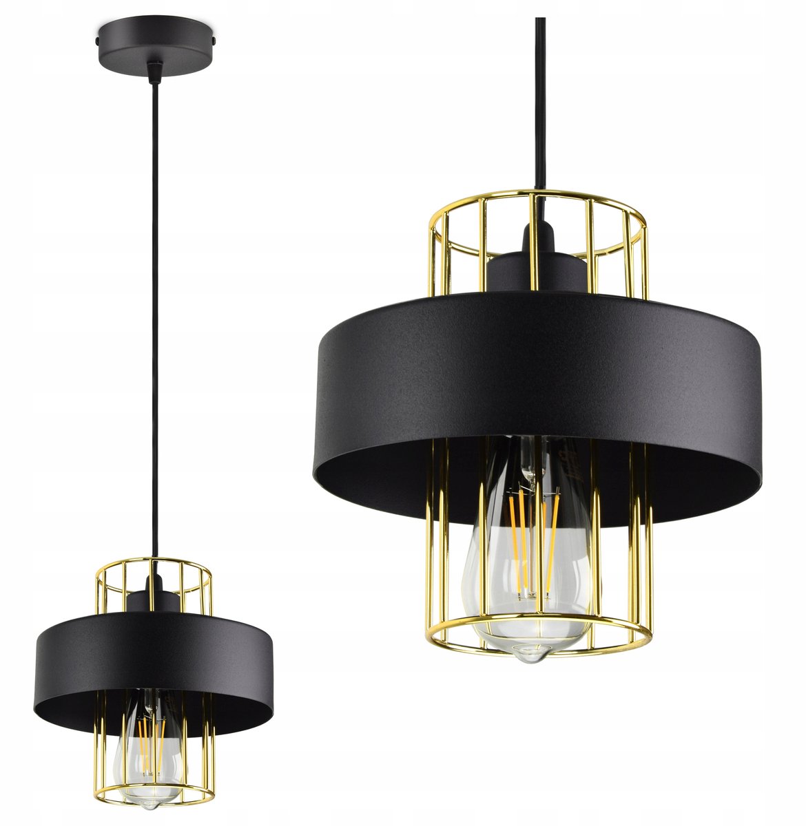 Moderne Hanglamp Zwart/Wit Metaal E27 - Stijlvol & Verstelbaar