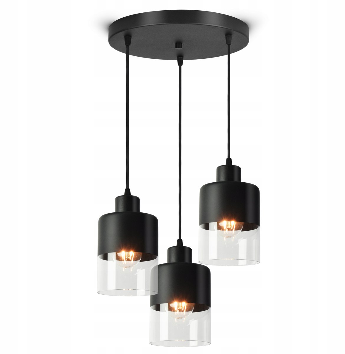 Luxe Dual Glass Hanglamp Zwart LED E27 - Stijlvol en Modern