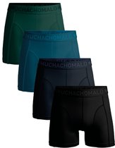Vier Muchachomalo boxershorts in donkergroen, petrolblauw, donkerblauw en zwart.