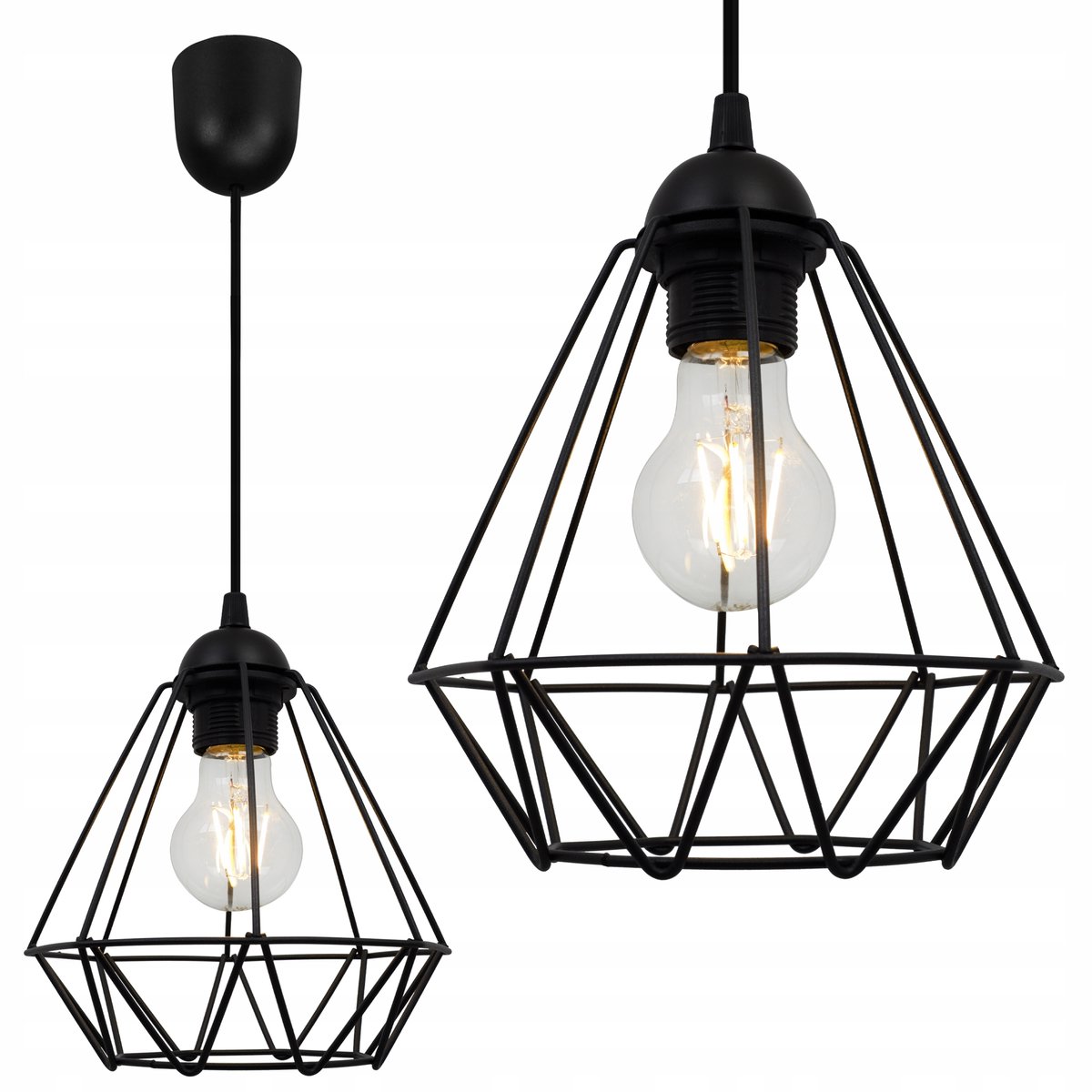 NUVOLA Loft Hanglamp Zwart - E27, 90cm Hoog