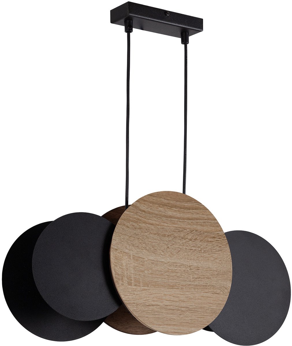 Sigma TOLA 3 hanglamp zwart/eiken HDF plafondlamp