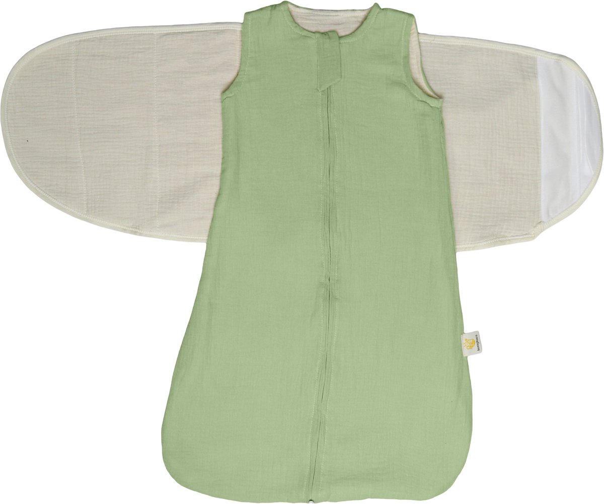 Honeybears Inbakerslaapzak – Slaapzak baby – Inbakerdoek baby – Swaddle - Inbakerslaapzakje - Inbakeren - Groen – 0 tot 6 maanden - 68 cm - 2 delig - TOG 0.75