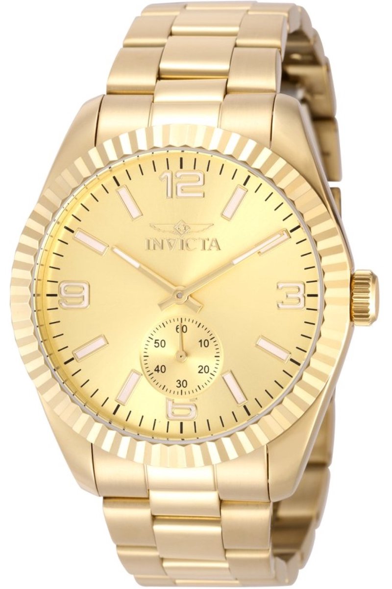 Invicta Specialty 49391 Heren Horloge - Waterdicht - Analoog - Quartz Uurwerk - Roestvrij Staal met gouden Wijzerplaat - 43mm
