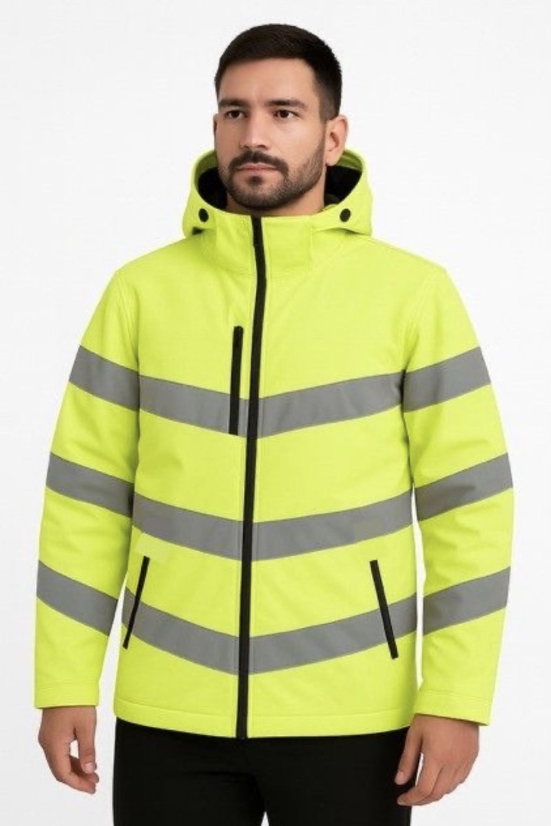 High-vis jas - hoog zichtbaarheid jas - soft shell – fluor geel - XL